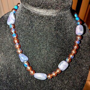 New  mixed beads color block choker style necklace